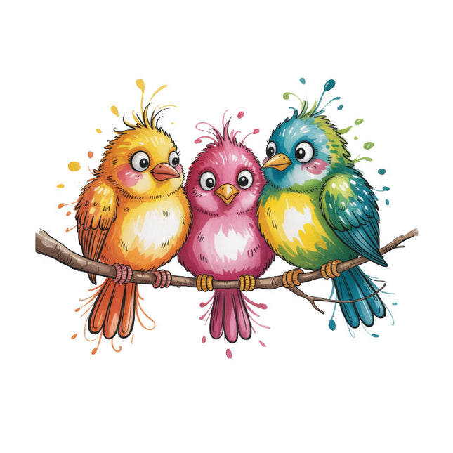 colorful birds perched on a branch quilt block