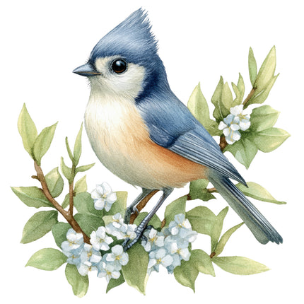 tufted titmouse bird quilt block