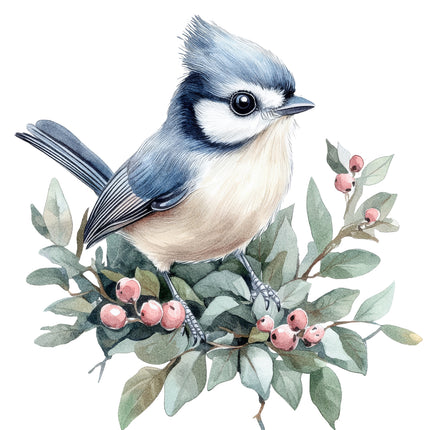 tufted titmouse birds quilt square