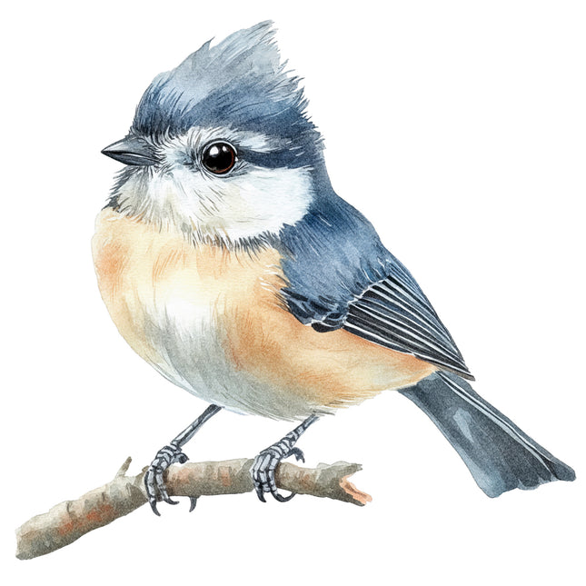 tufted titmouse bird fabric panel