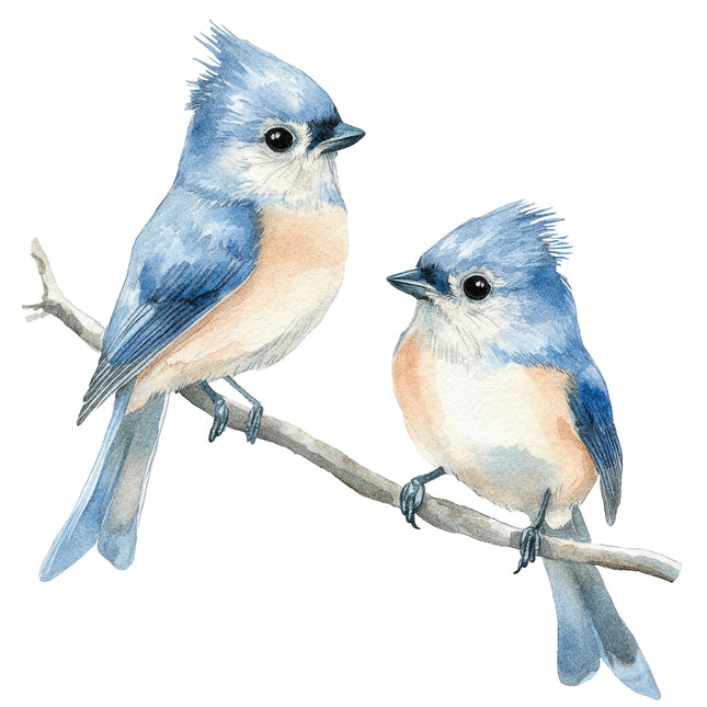 tufted titmouse birds fabric panel