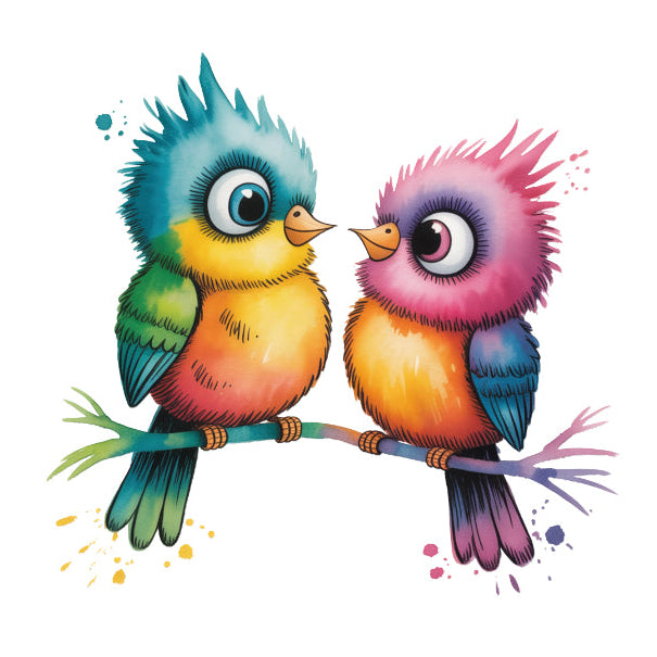 colorful birds perched on a branch quilt block