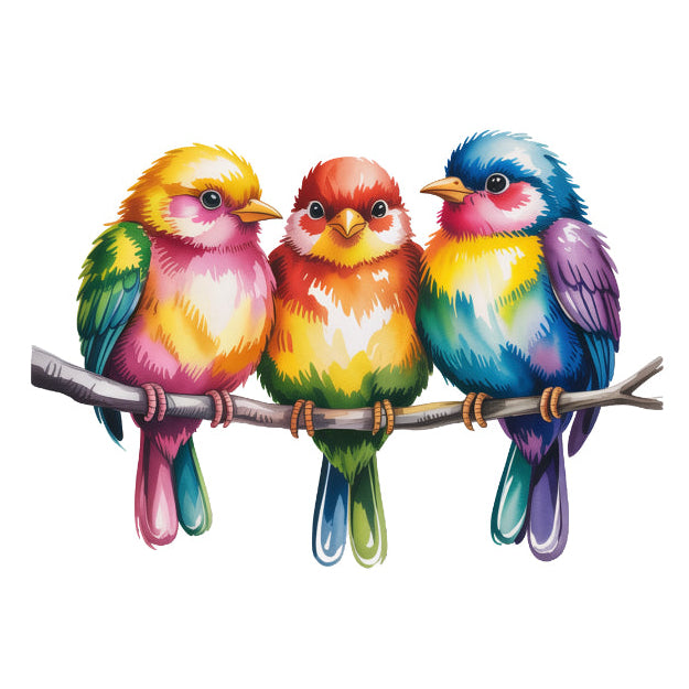 colorful birds perched on a branch quilt block