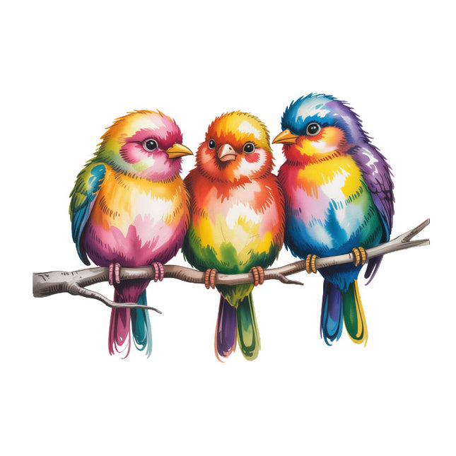 colorful birds perched on a branch quilt square