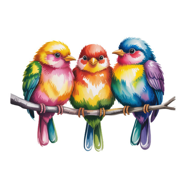 colorful birds perched on a branch quilt square
