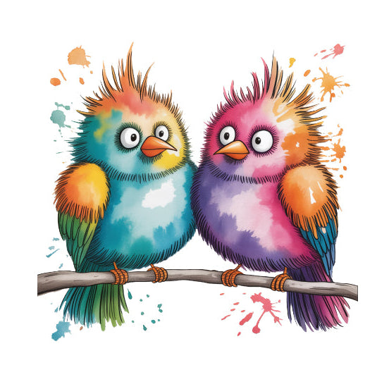 colorful birds perched on a branch quilt square