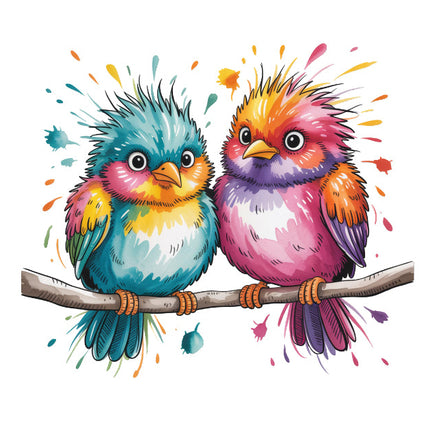 colorful birds perched on a branch quilt square