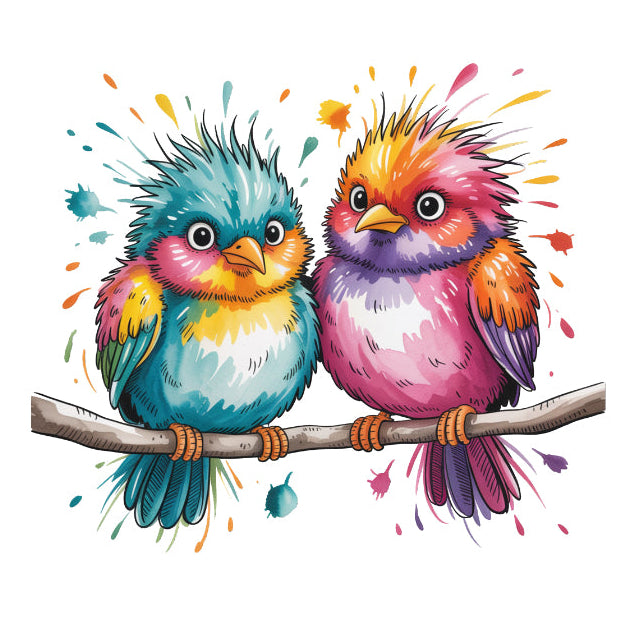 colorful birds perched on a branch quilt square
