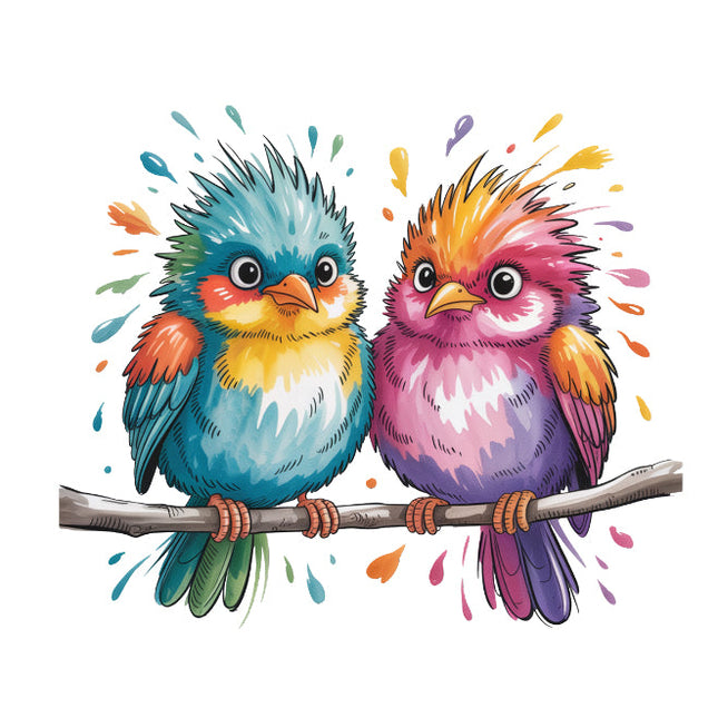 colorful birds perched on a branch quilt square
