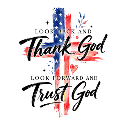USA Flag Thank God Trust God 100% Cotton Fabric Panel Block Quilt Square AN2482
