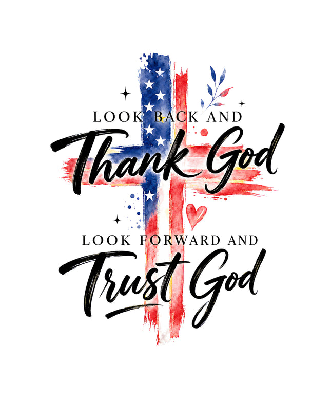 USA Flag Thank God Trust God 100% Cotton Fabric Panel Block Quilt Square AN2482