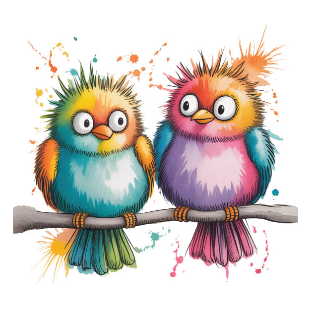 colorful birds perched on a branch quilt square