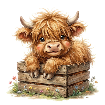 highland cow fabric panel