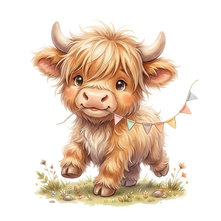 highland cow quilt block