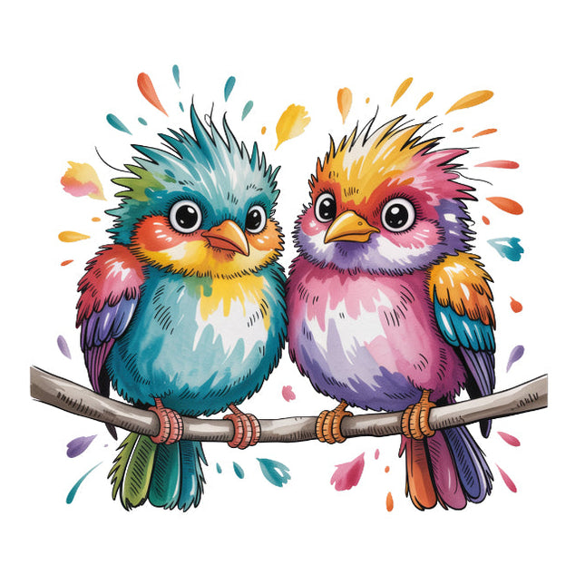 colorful birds perched on a branch quilt square