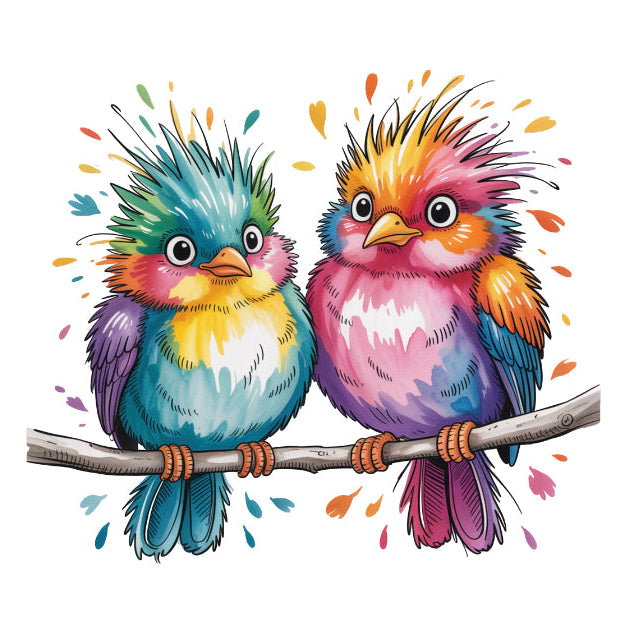 colorful birds perched on a branch quilt square