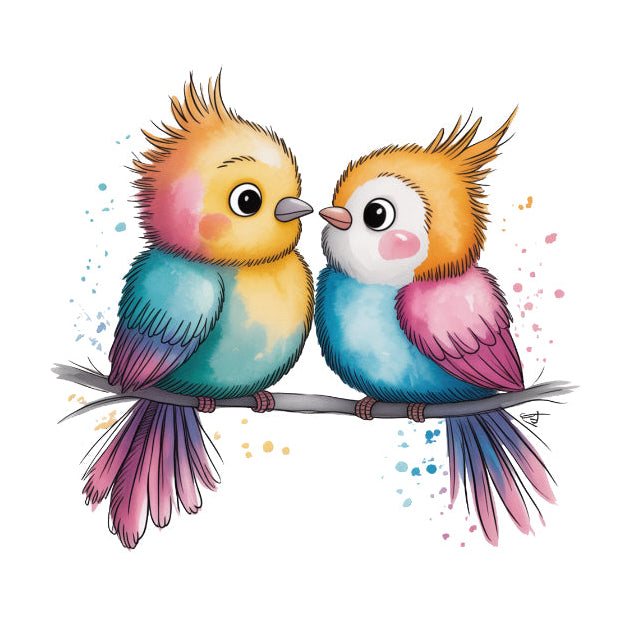 colorful birds perched on a branch quilt square