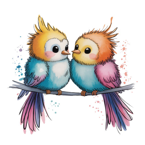 colorful birds perched on a branch quilt square