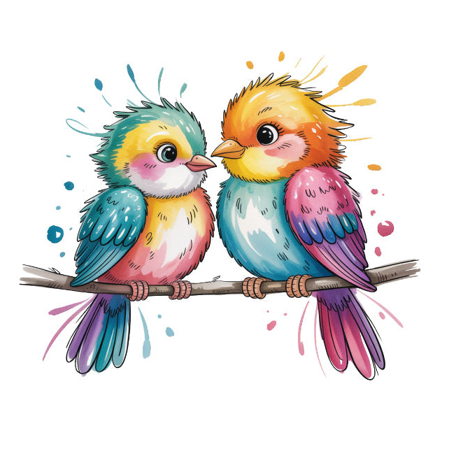 colorful birds perched on a branch quilt square