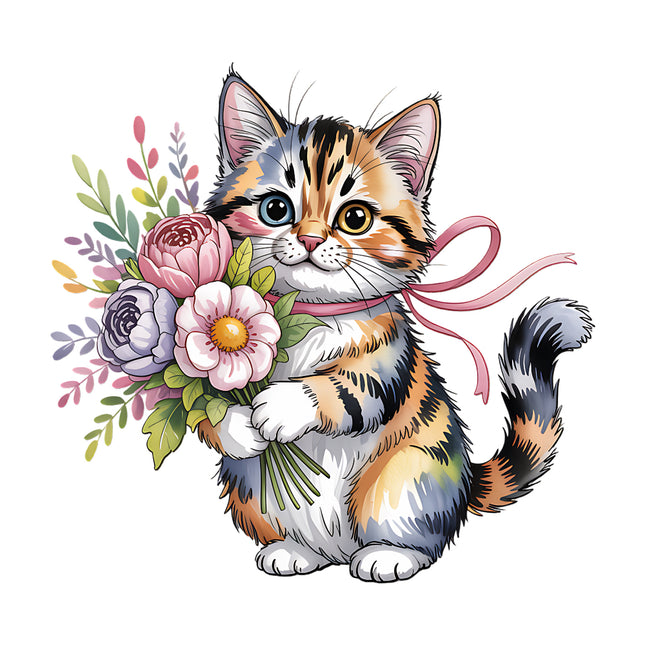 floral cat quilt square