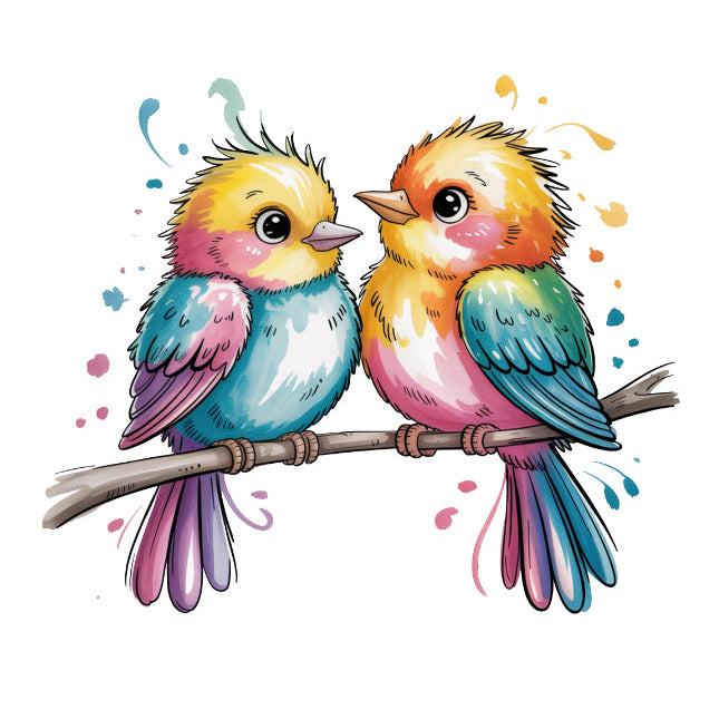 colorful birds perched on a branch quilt square