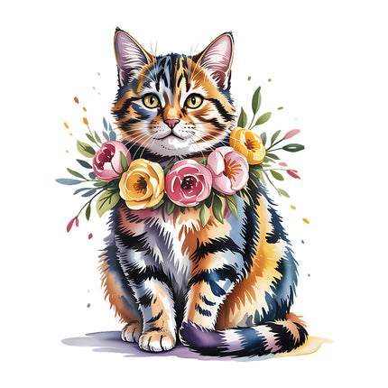 floral cat quilt square