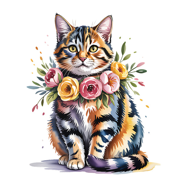 floral cat quilt square