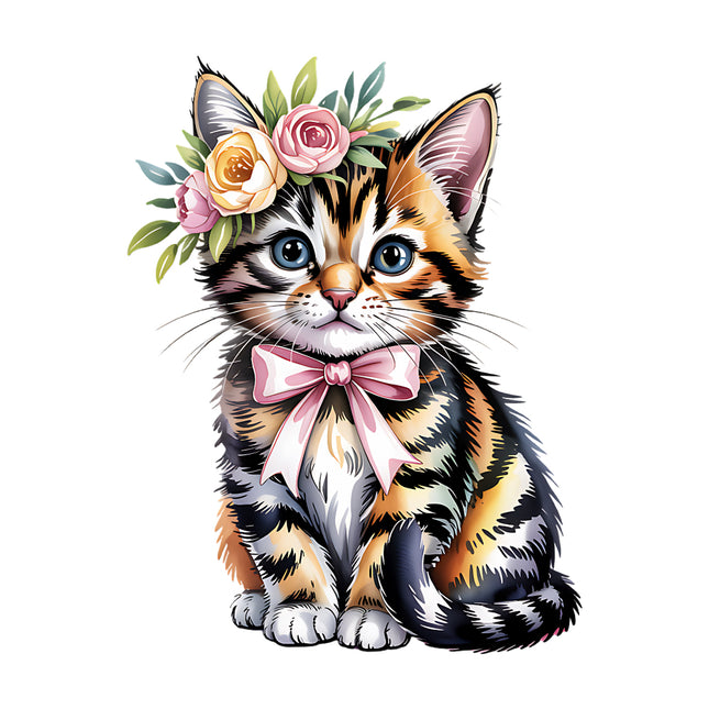 floral cat quilt square