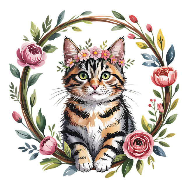 floral cat quilt square