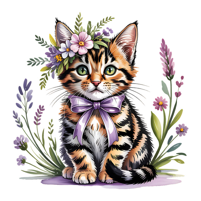 floral cat quilt square