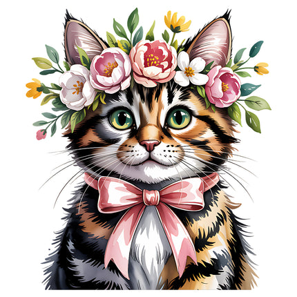 floral cat quilt square