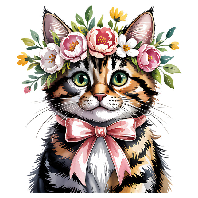 floral cat quilt square