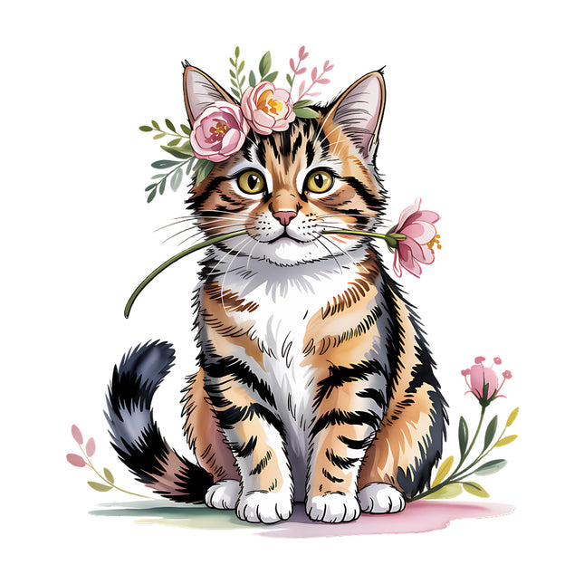 floral cat quilt square