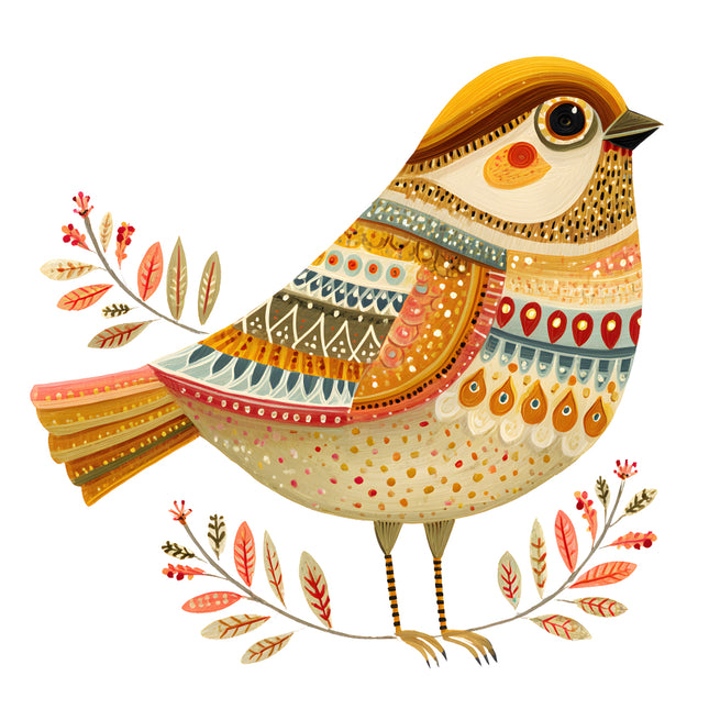 folk bird quilt block