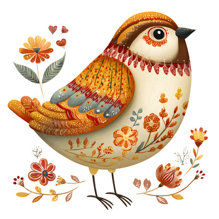 folk bird quilt square