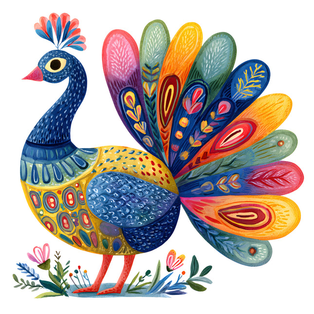 peacock bird quilt square