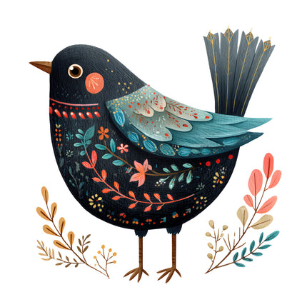 folk bird quilt square