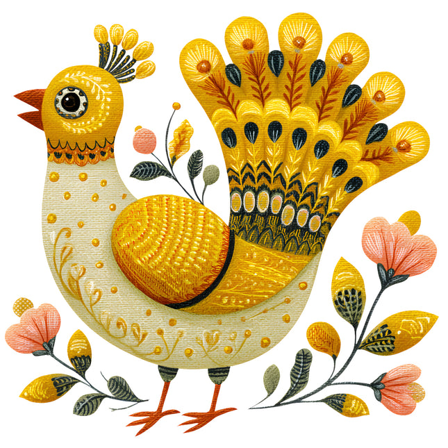 folk bird quilt square