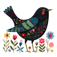 folk bird quilt square