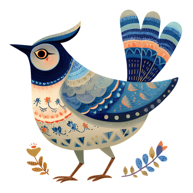 folk bird quilt block