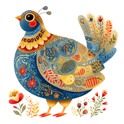folk bird quilt square