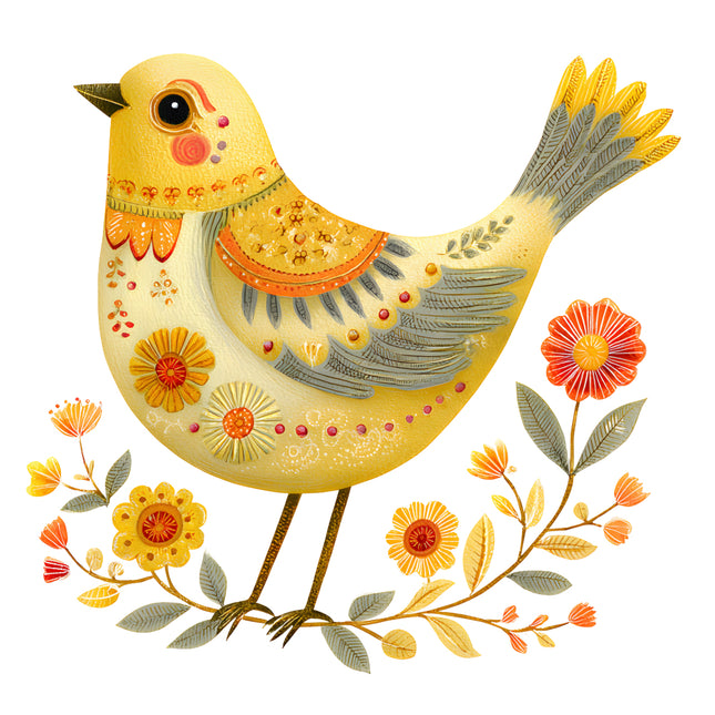 folk bird quilt square