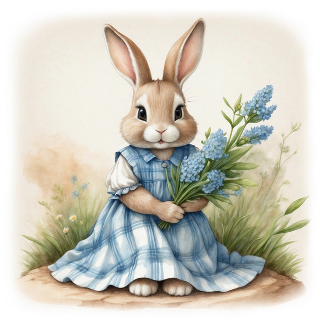 chic rabbit in dress quilt block