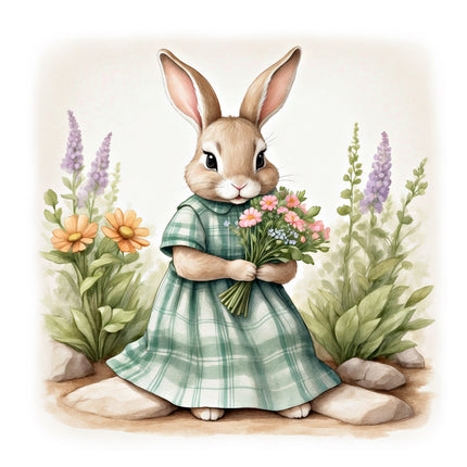 chic rabbit in dress quilt block