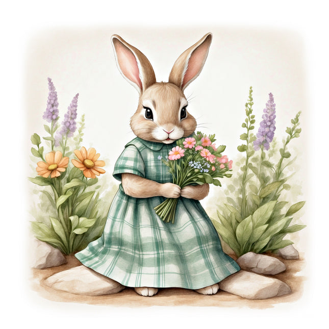 chic rabbit in dress quilt block