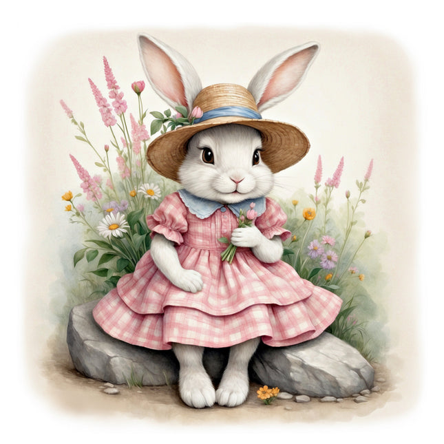 rabbit cotton quilt square