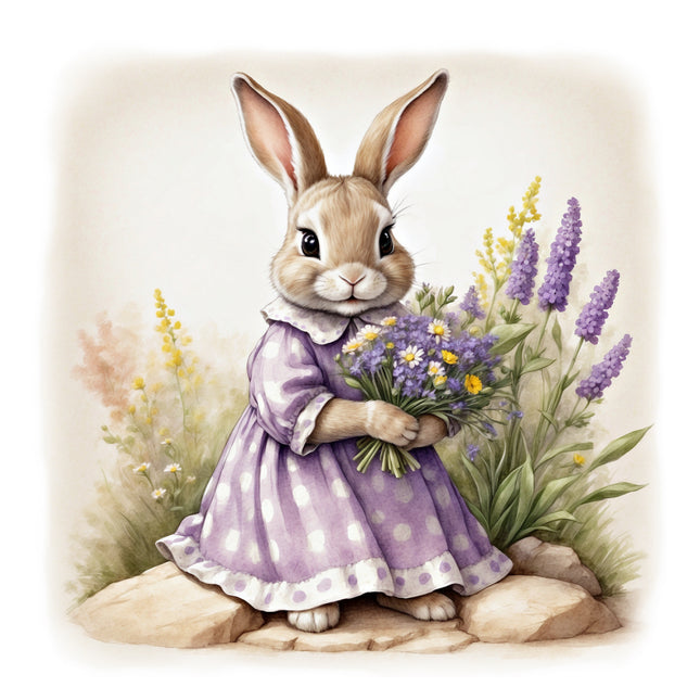 chic rabbit in dress quilt square