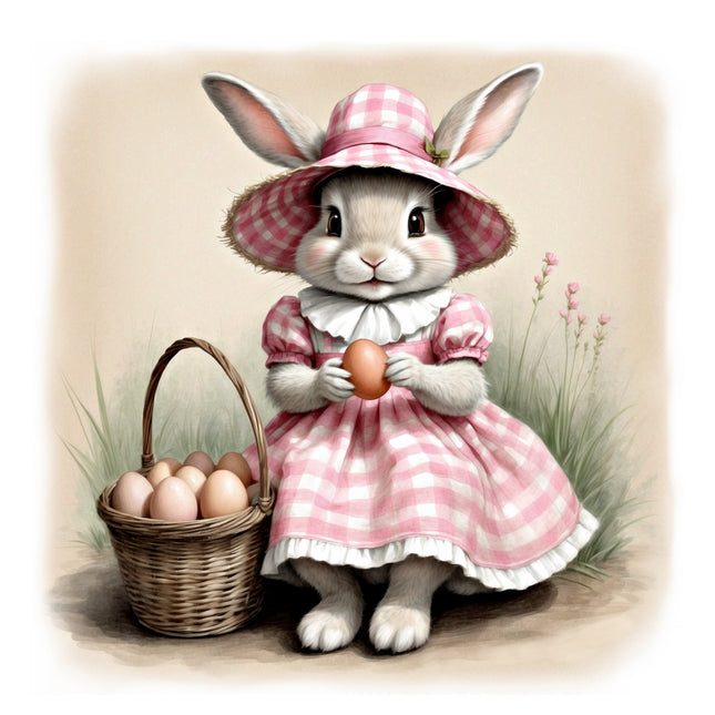 chic rabbit in dress quilt square