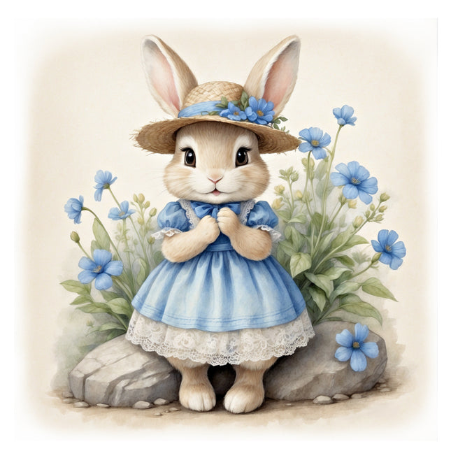 chic rabbit in dress quilt square