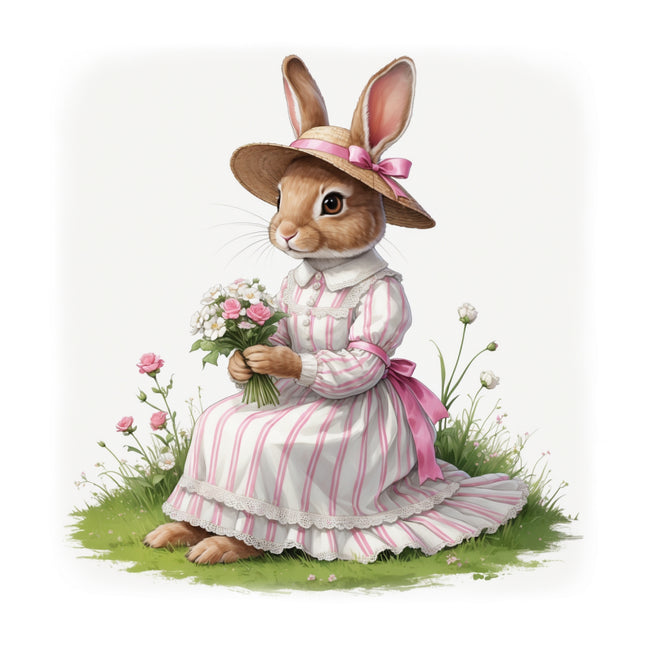 chic rabbit in dress quilt square